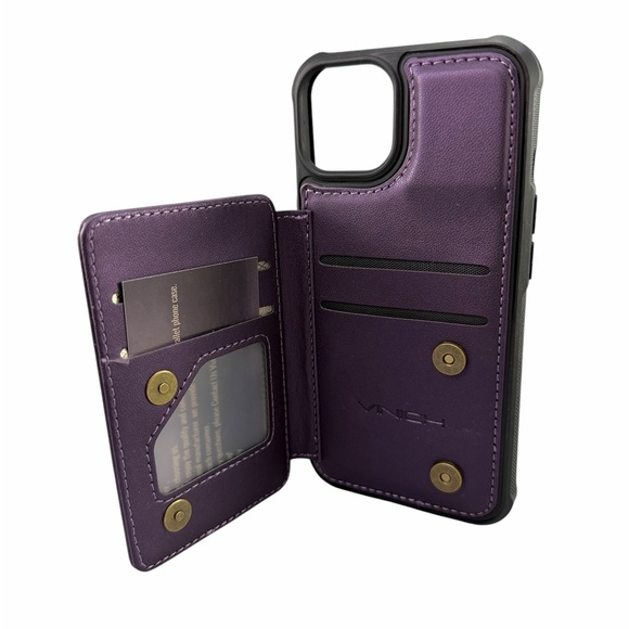 Other - iPhone 13 RFID Purple Wallet Case Card Slots Two Snap Closure Kickstand EUC